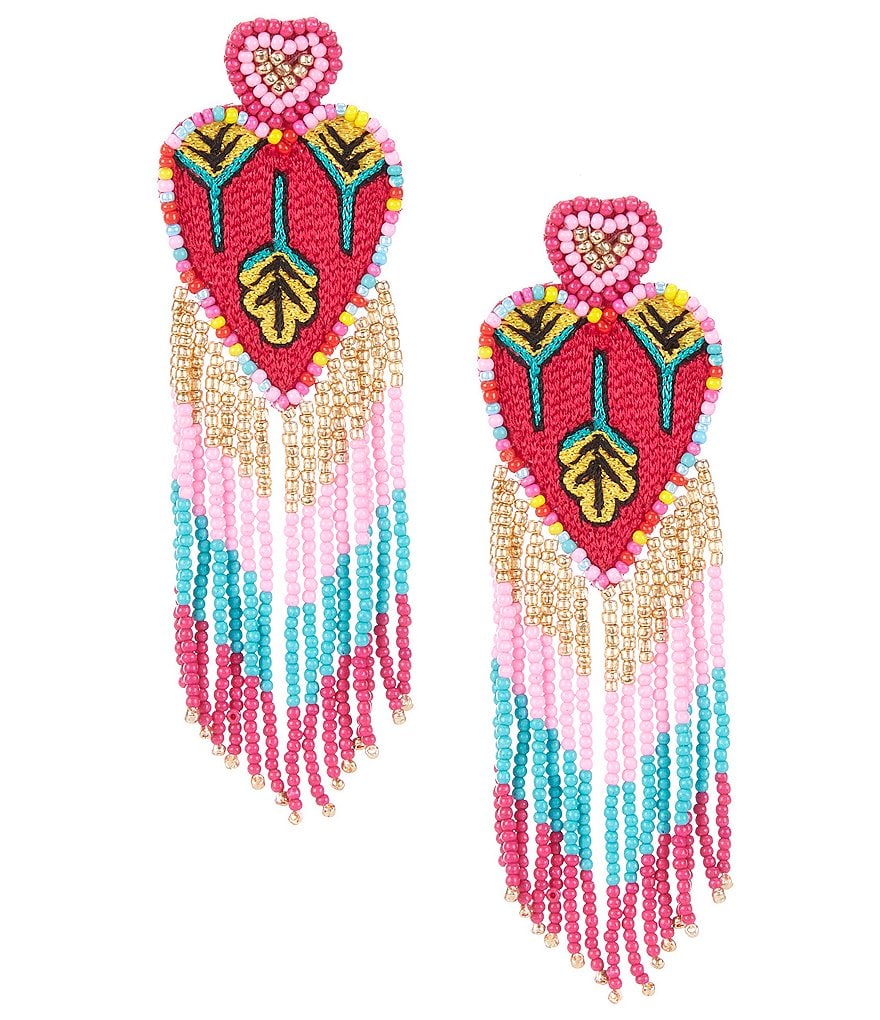 Anna & Ava Seed Bead Statement Heart Earrings