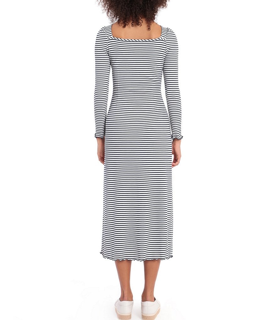 Maggy London Sweetheart Neck Stripe Rib Knit Midi Dress