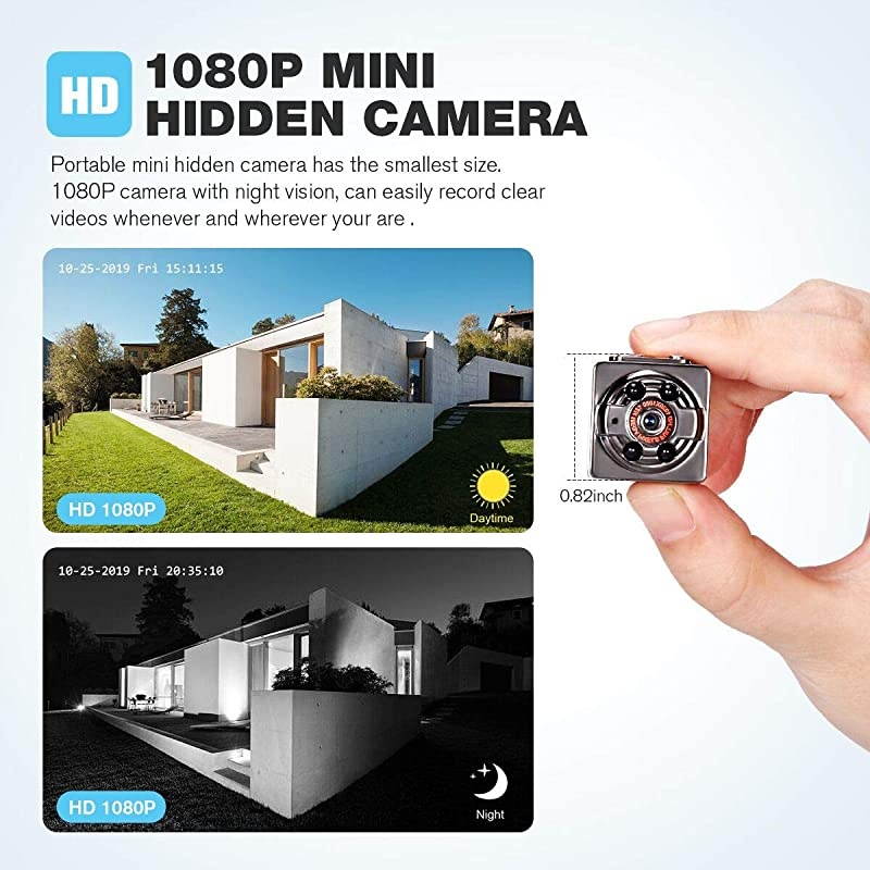 Camera 1080P Wireless Hidden, Portable Small Covert Home Nanny Cam with Night Vision and Motion Detection, Indoor/Outdoor Micro Security Surveillance Mini Hidden Camera