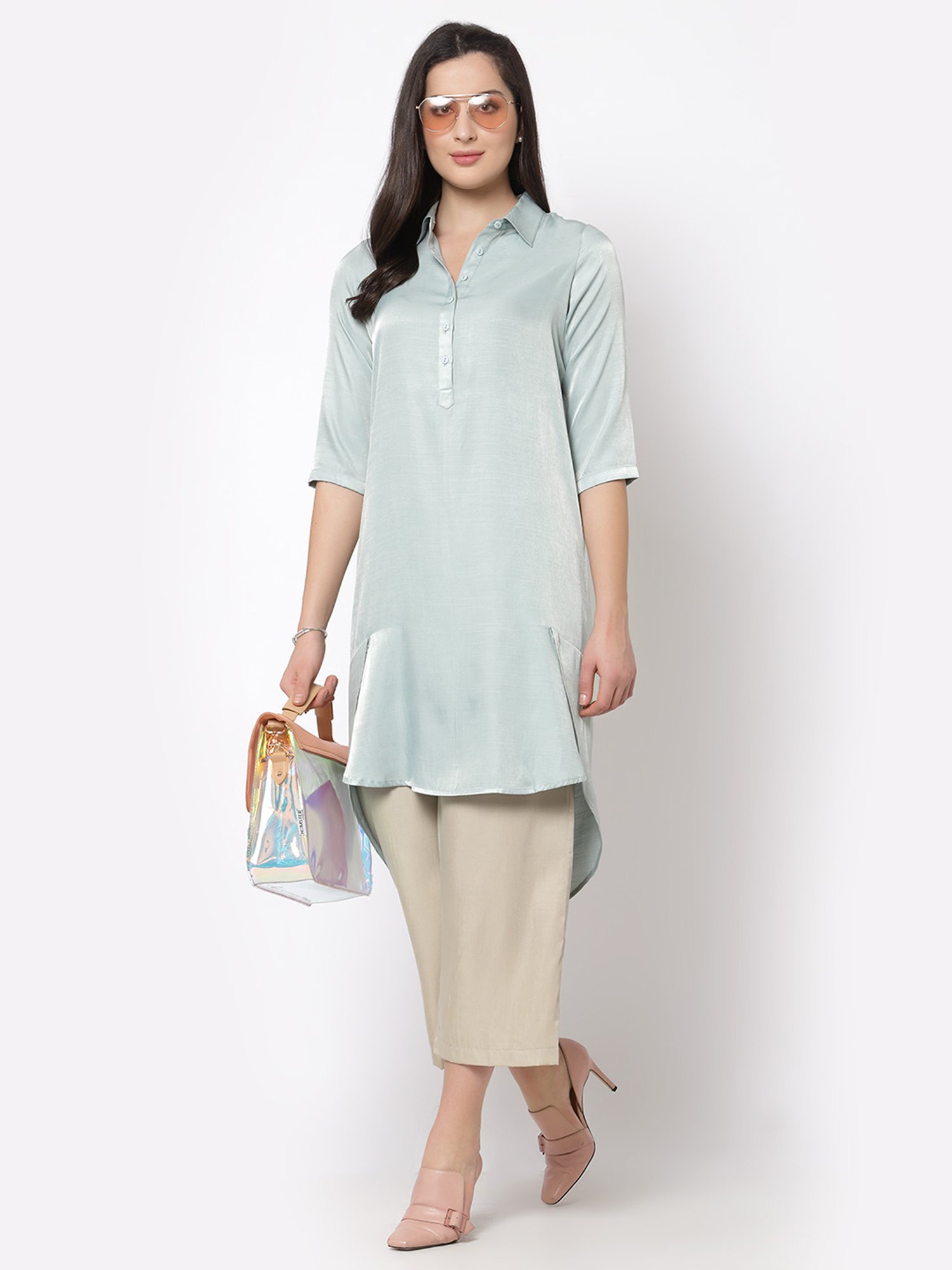 Office & You Beige Straight Fit Palazzos