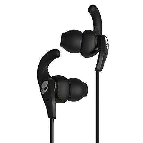 skullcandy set inear sport earbuds with microphone, sweat and water resistant, secure fit, noise isolating, call and track control, black