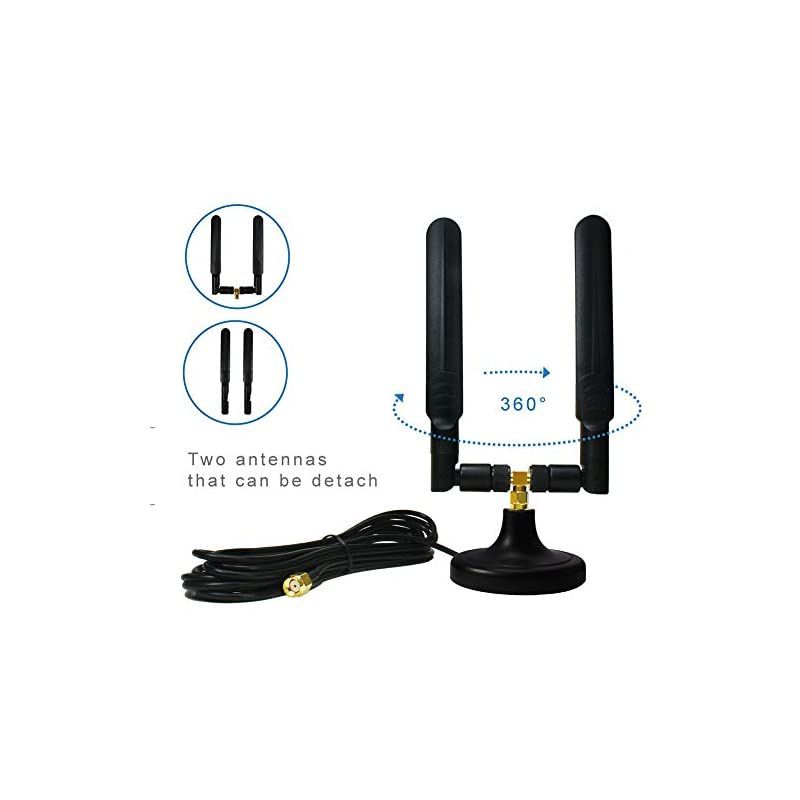 Dual Band Wi-Fi Antenna Kit,  2X 6dbi 2.4/5Ghz RP-SMA Connector Magnet Base with Adapters and Extenders