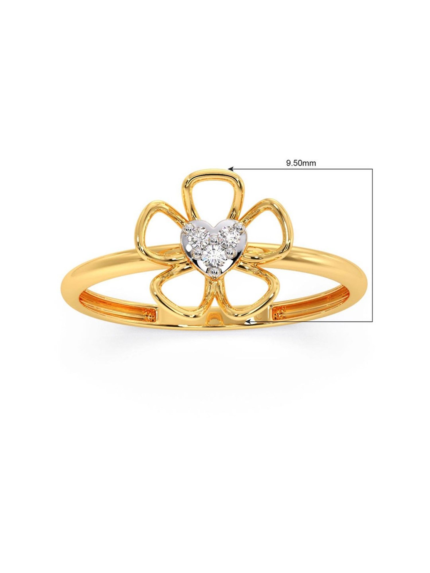 Candere by Kalyan Jewellers Stylish Design 14k Yellow Gold & Diamond Ring
