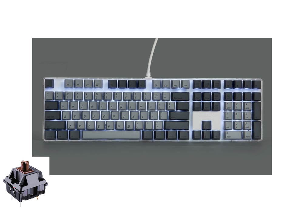 Qisan Magicforce N-key Rollover  Mechanical Keyboard Gaming Keyboard Cherry MX Brown  100% Full Size 108 Keys with White Backlight Case,PBT Keycaps
