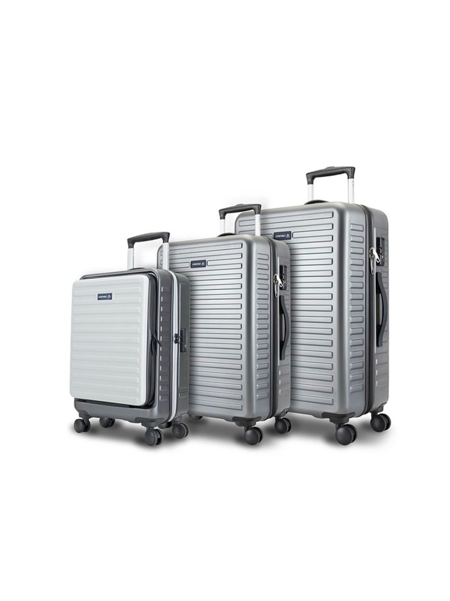 Assembly Grey & White Textured Trolley Set of 3 - 20 inch, 24 inch & 28 inch