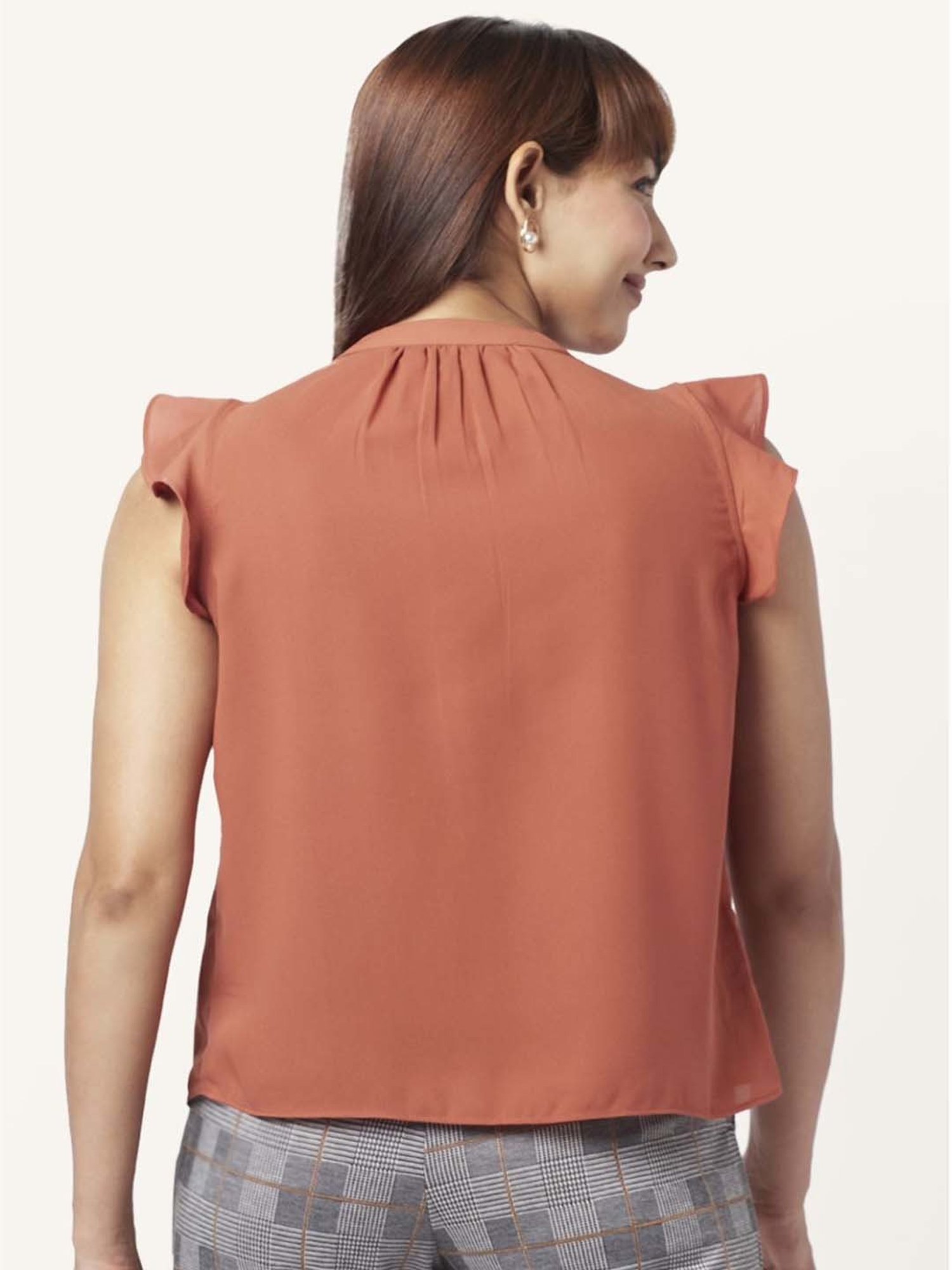 Annabelle by Pantaloons Rust Slim Fit Top