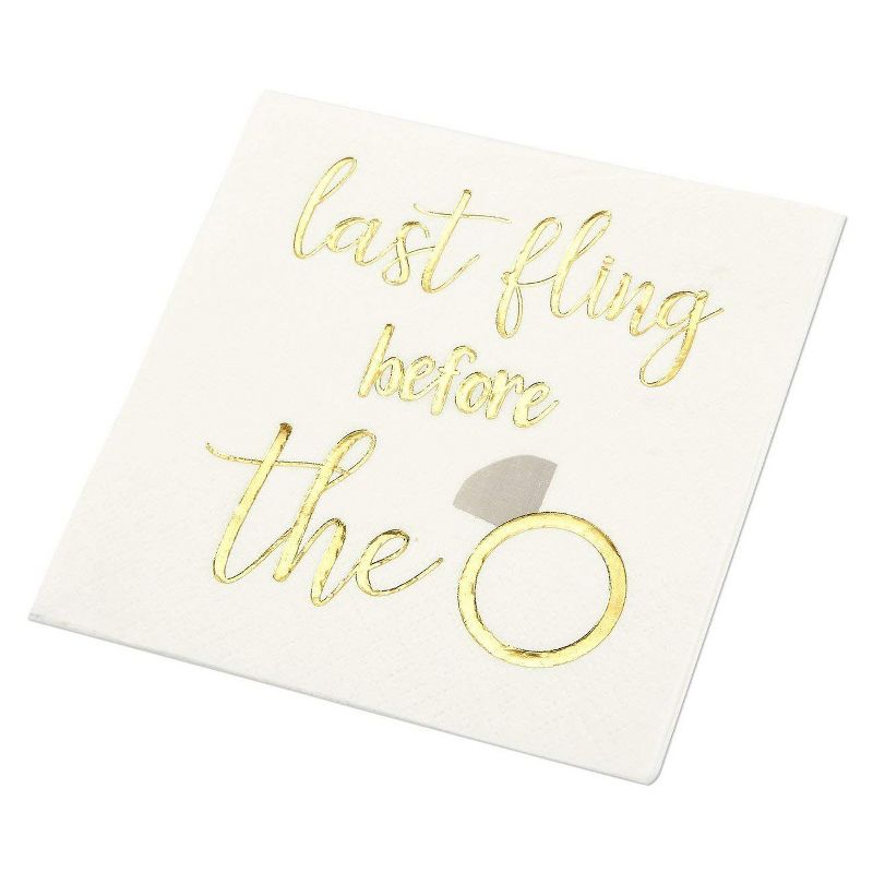 Blue Panda 50-Pack Last Fling Before The Ring Disposable Paper Napkins 5" Bachelorette Party Supplies