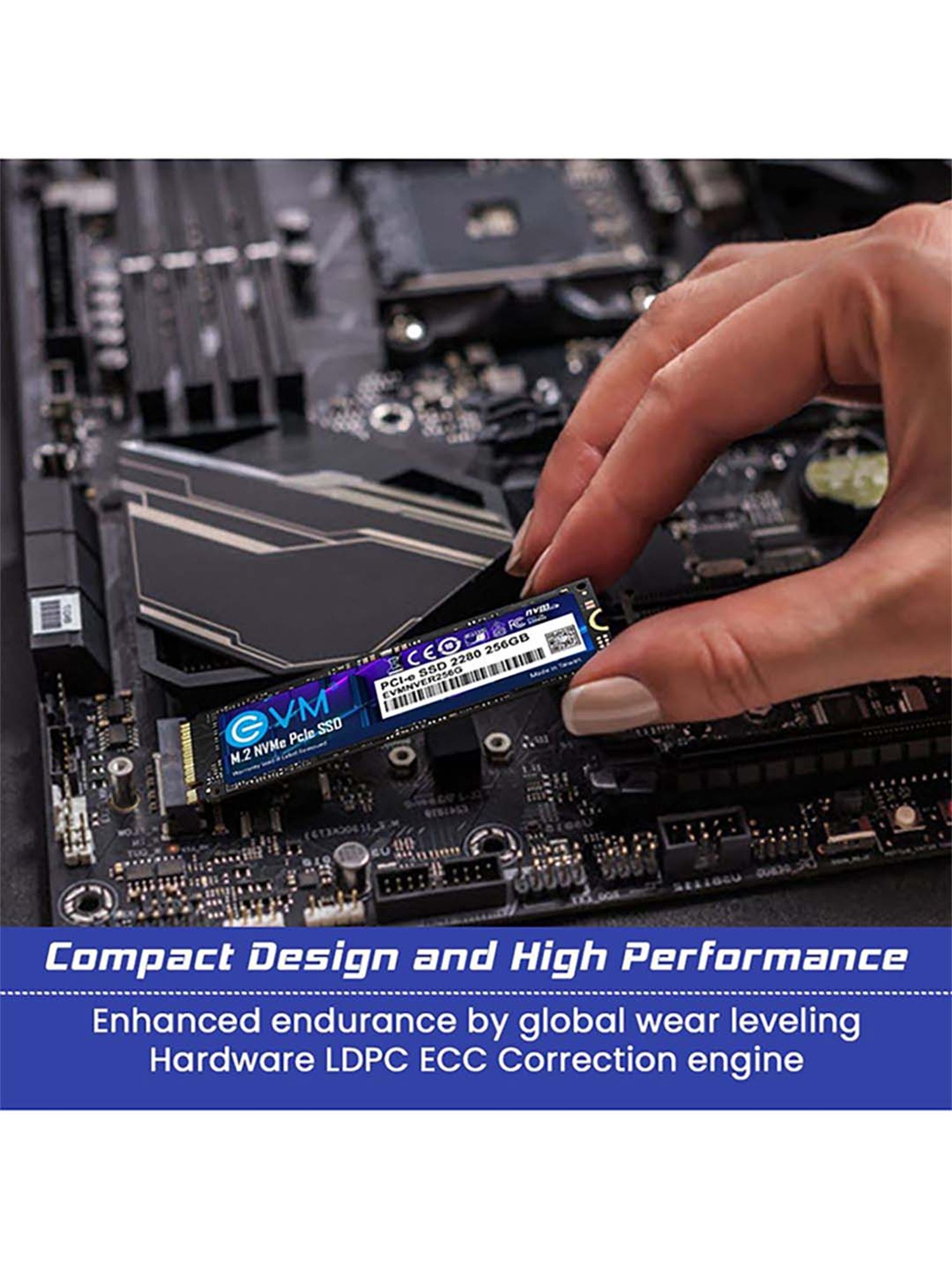 EVM EVMNV 256GB M.2 PCIe NVMe Internal SSD (Black)