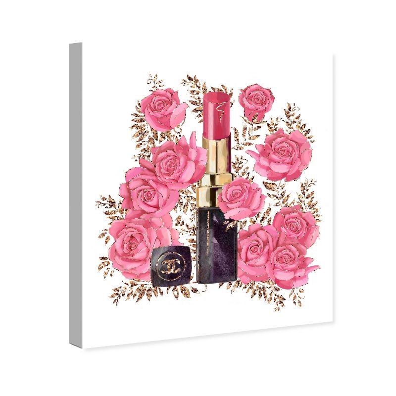 16" x 13" Rosebush Lipstick Fashion and Glam Unframed Canvas Wall Art in Pink - Wynwood Studio Prints