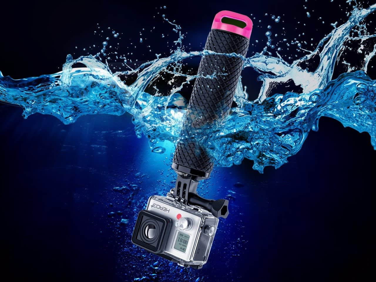 Waterproof Floating Hand Grip Compatible with GoPro Hero 8 7 6 5 4 3+ 2 1 Session Black Silver Handler & Handle Mount Accessories Kit for Water Sport and Action Cameras (Rose Red)