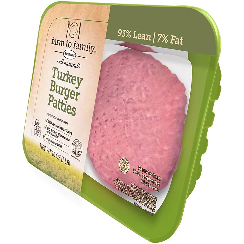 Butterball Farm to Family 93/7 Turkey Burger Patties - 16oz