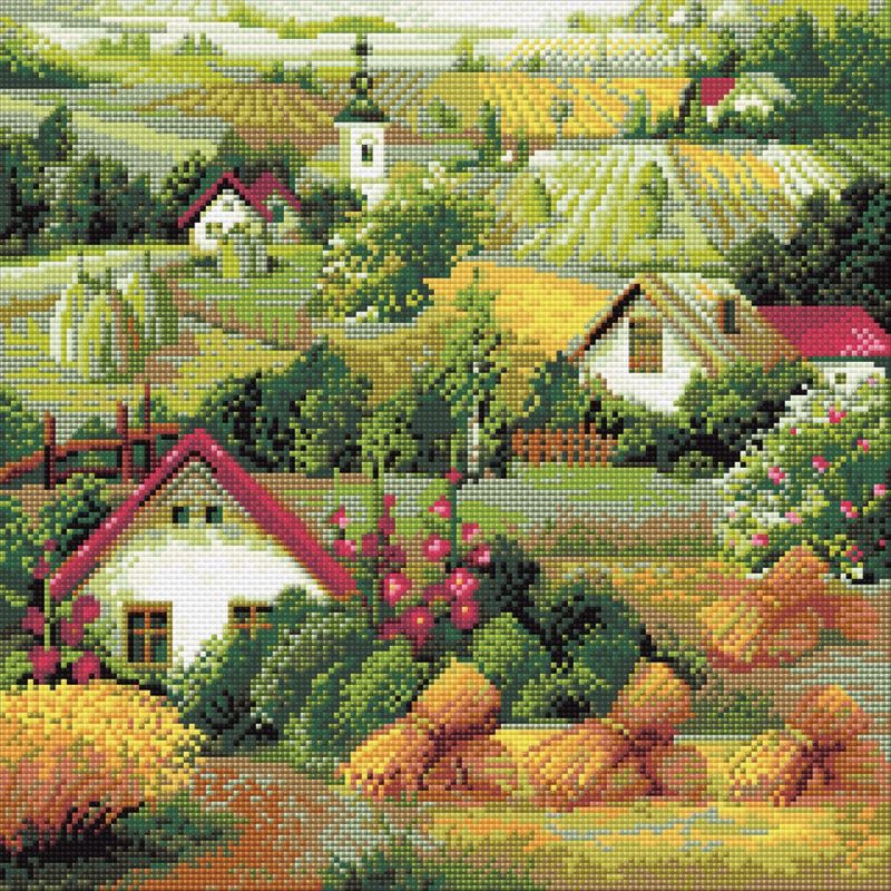 RIOLIS Diamond Mosaic Embroidery Kit 15.75"X15.75"-Serbian Landscape