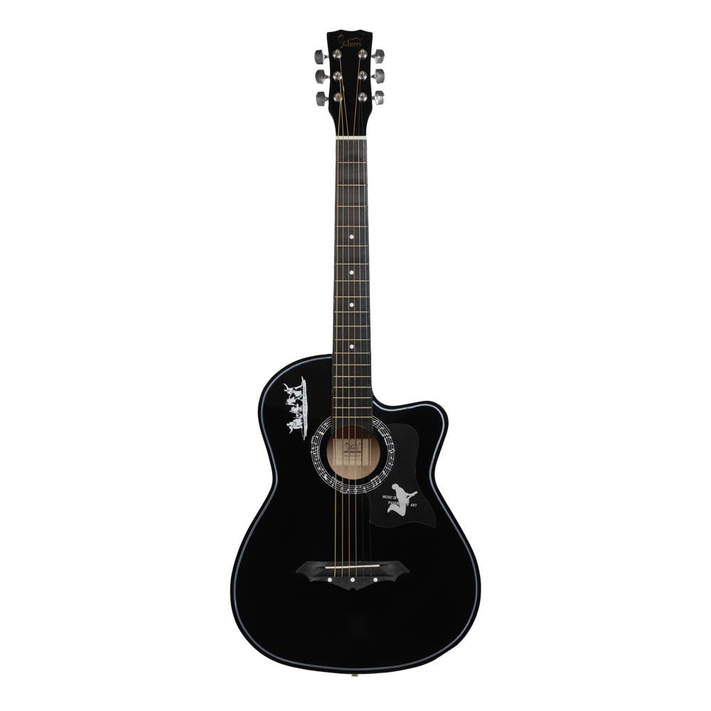 Glarry GT507 38 inch Spruce Guitar with Bag & Strap & Guitar Pick & LCD Mixer & Guard Plate & String Pure Black