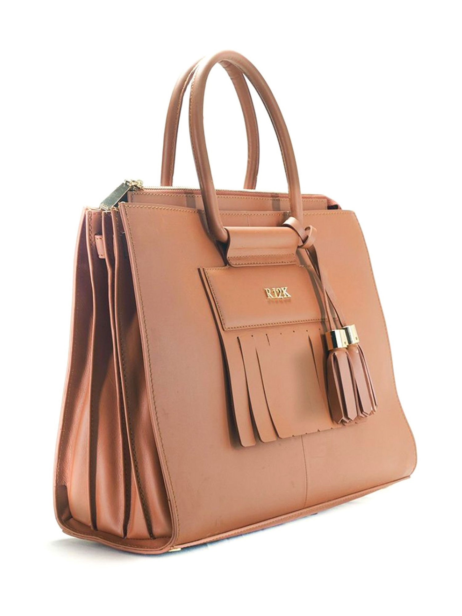 RI2K London Brown Leather Large Satchel Handbag