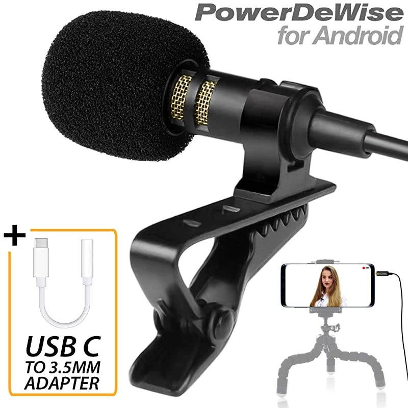 Type-C Microphone - Lavalier Mic Type C for - Phone Microphone with Type-C Adapter - Type C Microphone for Interview, Vlogging, Podcasting