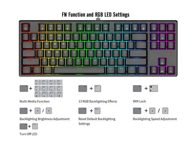 1STPLAYER RGB Gaming Mechanical USB Wired Keyboard DK5.0 Blue Switch Ergonomic 104 Keys NKRO Full Size Customizable Backlight LED Computer Laptop Keyboard for Windows PC Gamers (White)