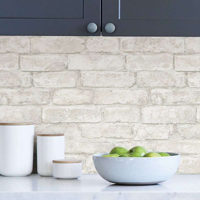 Brewster Denver Brick Peel & Stick Wallpaper White