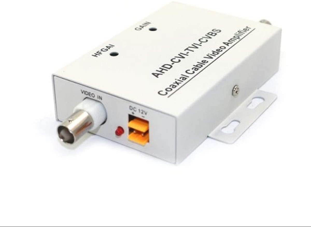 XHTECH Coaxial Cable BNC Video Signal Amplifier Booster Splitter Coaxial Distributor (1 Input 1 Output) for Video Monitoring System CCTV Security Camera (White)