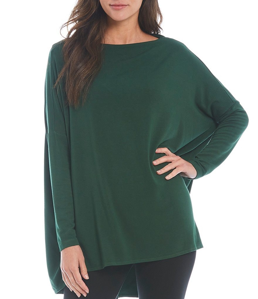 Bryn Walker Dimitri French Terry Long Dolman Sleeve Boat Neck Tunic