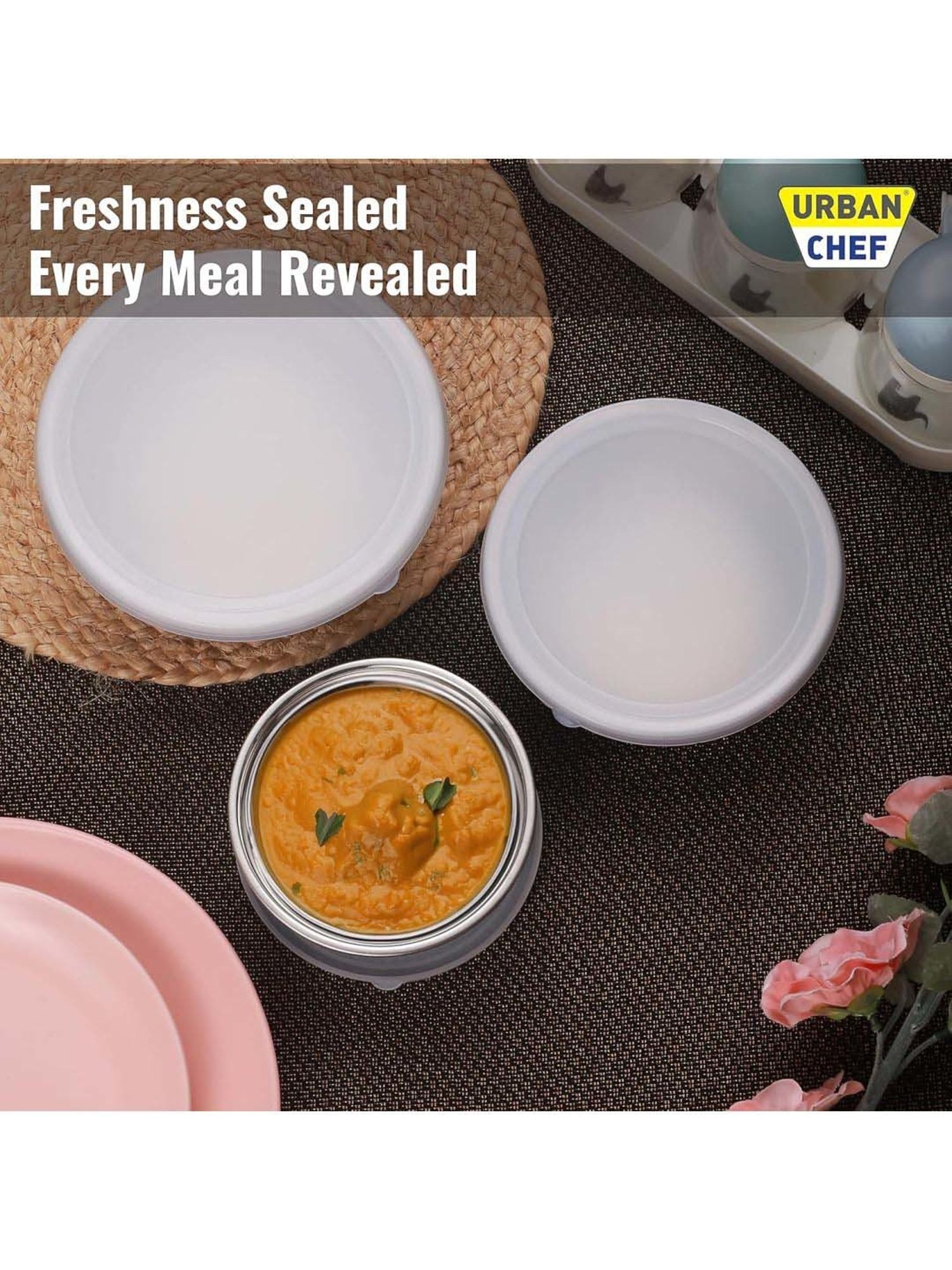 Urban Chef Purple Stainless Steel Microwave Safe Serving Bowl With Lid - Set of 3