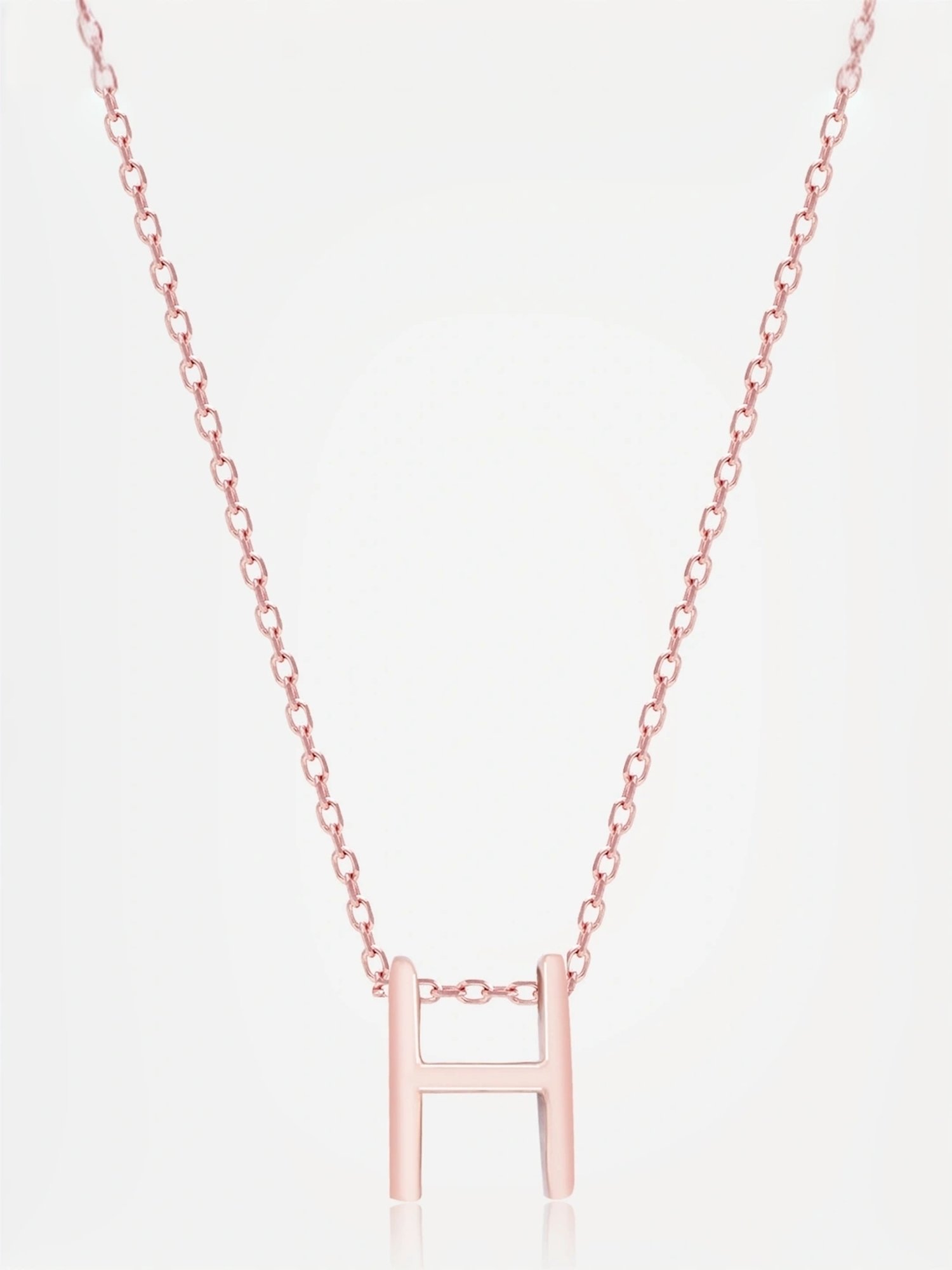 Touch925 Sterling Silver Harmony H Initial Rose Gold Chain Pendant