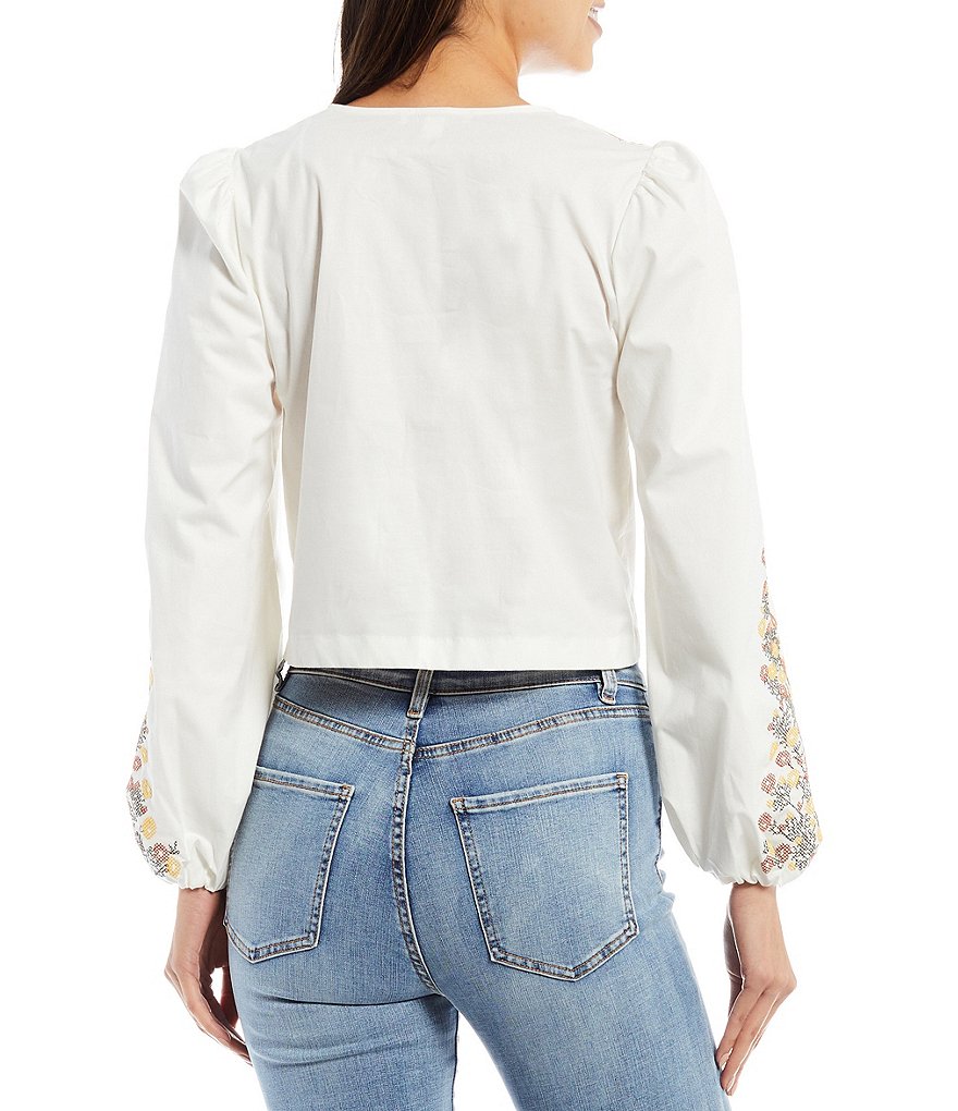 Chelsea & Violet Floral Embroidered V-Neck Long Sleeve Top
