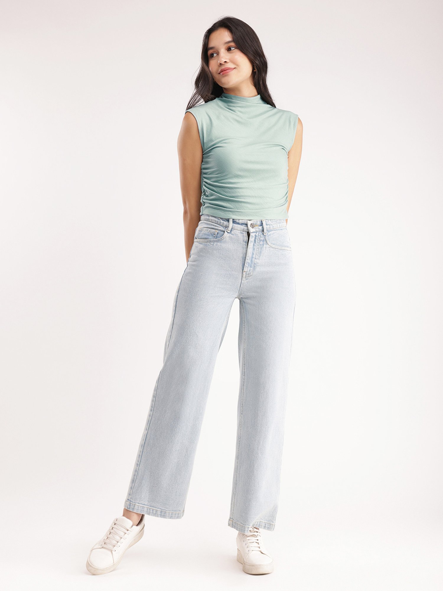 Fablestreet Green Cotton Relaxed Fit Top