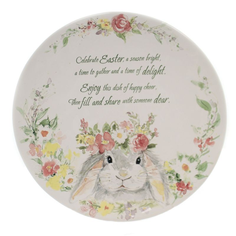 Tabletop 11.75" Sweet Bunny Pass Along Plate Spring Floral Easter Lop Eared Certified International  -  Dining Plates