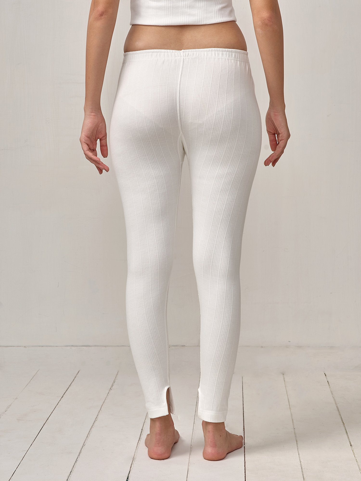 LUX Inferno Off-White Plain Thermal Leggings
