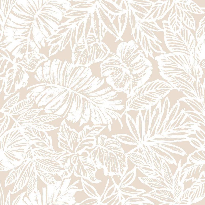 RoomMates Batik Tropical Leaf Peel & Stick Wallpaper Beige