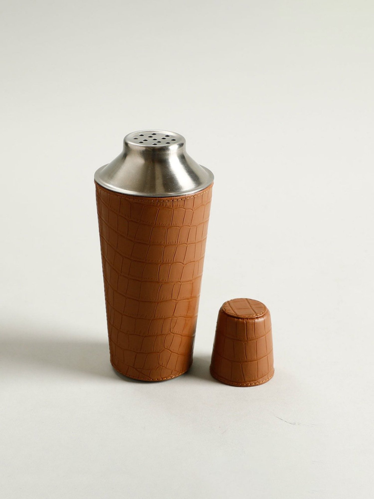 Home4U Animal Print Tan Stainless Steel Cocktail Shaker With Sheath