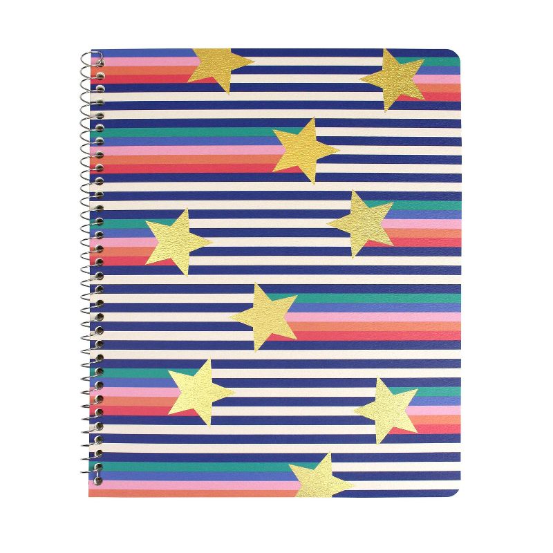 Spiral Notebook 1 Subject Wide Ruled Rainbows Stripe with Stars - greenroom
