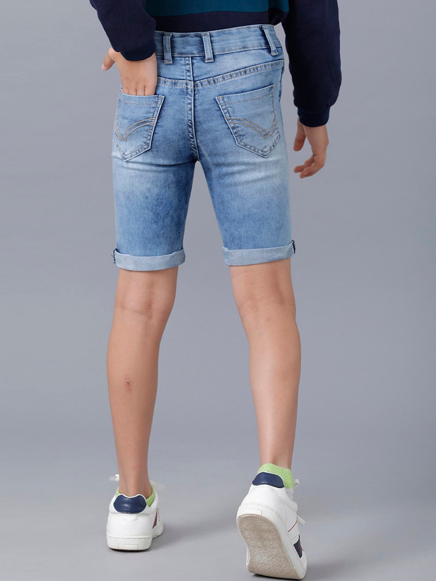 Under Fourteen Only Kids Blue Washed Shorts