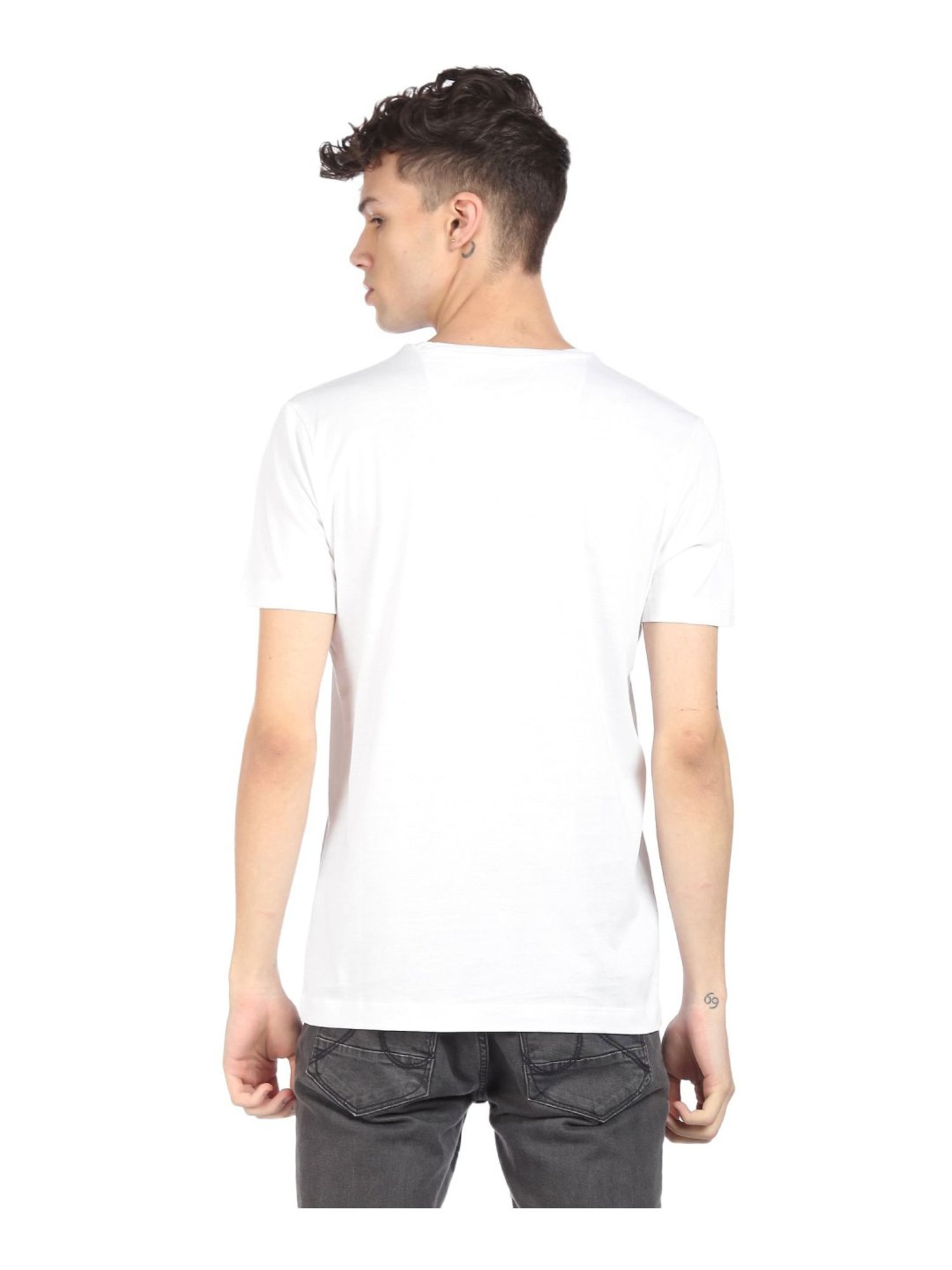 Arrow White Cotton Regular Fit T-Shirt