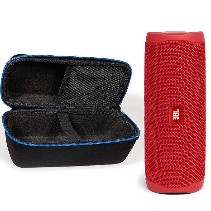 Flip 5 Waterproof Portable Wireless Bluetooth Speaker Bundle with divvi Protective Hardshell Case Red
