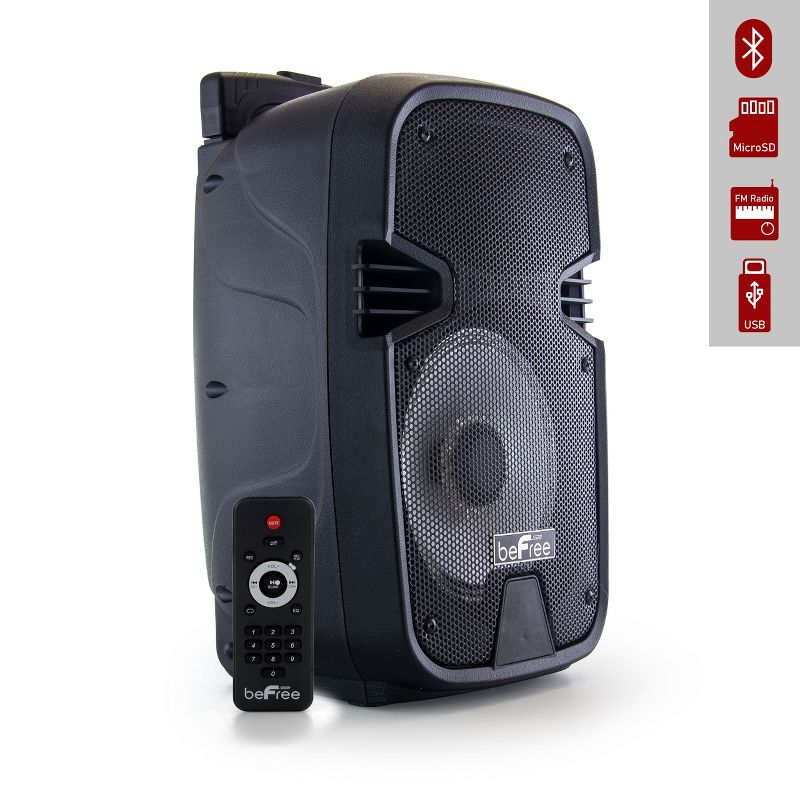 beFree Sound 8 Inch 400 Watts Bluetooth Portable Party Speaker with USB, SD Input and Reactive Lights