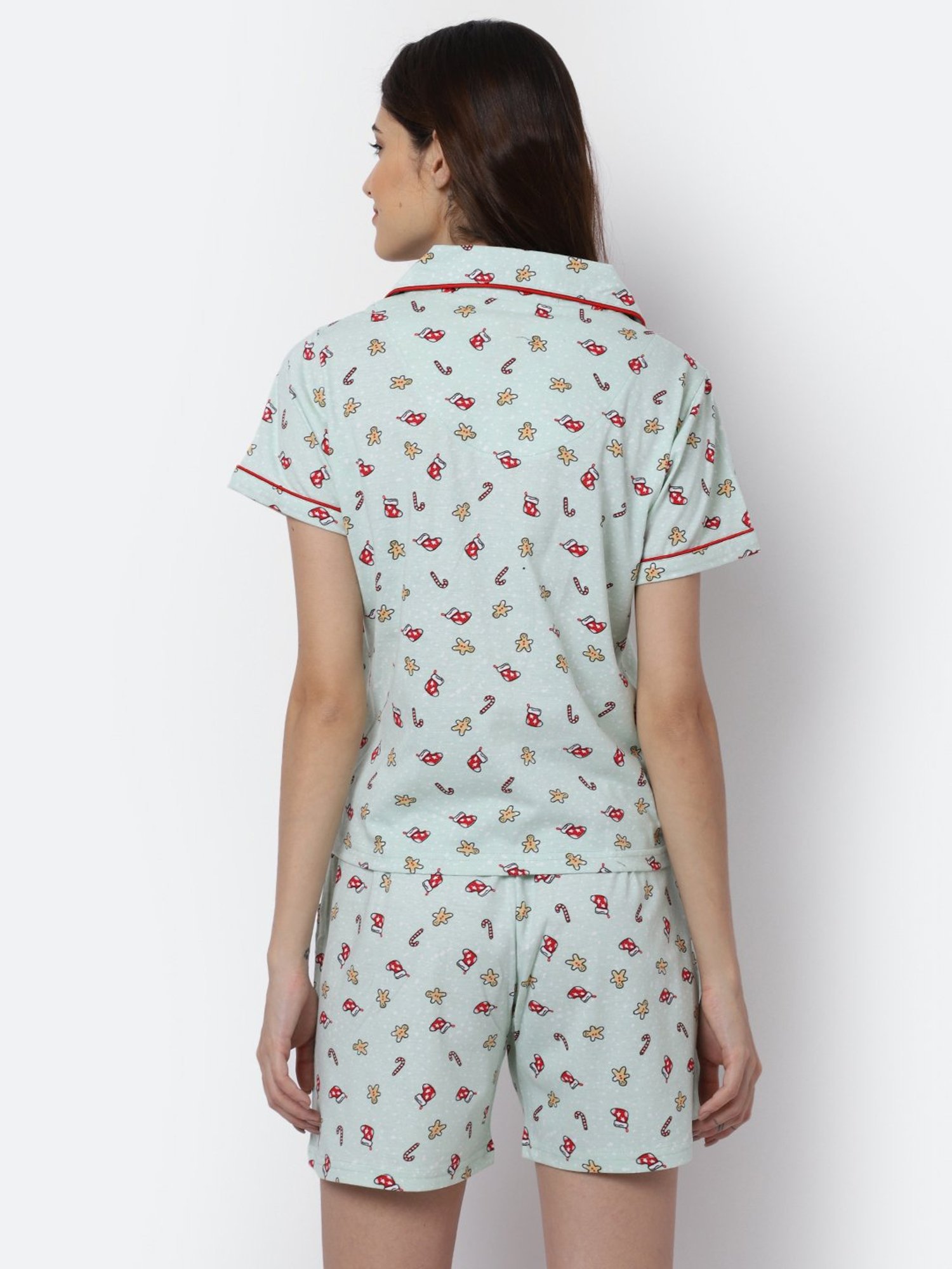 Boston Club Light Green Printed Shirt With Shorts