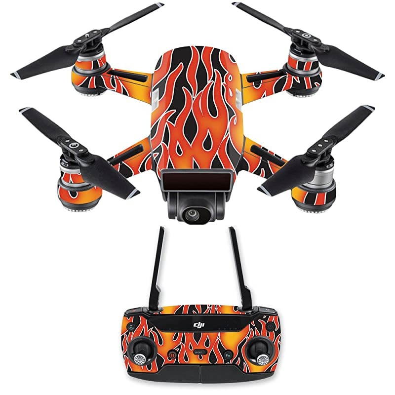 Skin Compatible with DJI Spark Drone amp Controller Hot Flames | Protective Durable and Unique Vinyl Decal wrap Cover | Easy to Apply Remove and Change Styles | Made in The USA