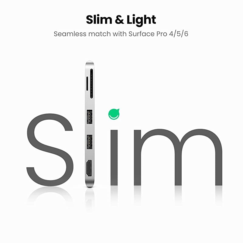 Docking Station for Surface Pro 6 5 4 Aluminum USB 30 Hub Adapter 5 in 1 with Mini Displayport to HDMI 4K Dual USB 30 Ports SD TF Card Reader