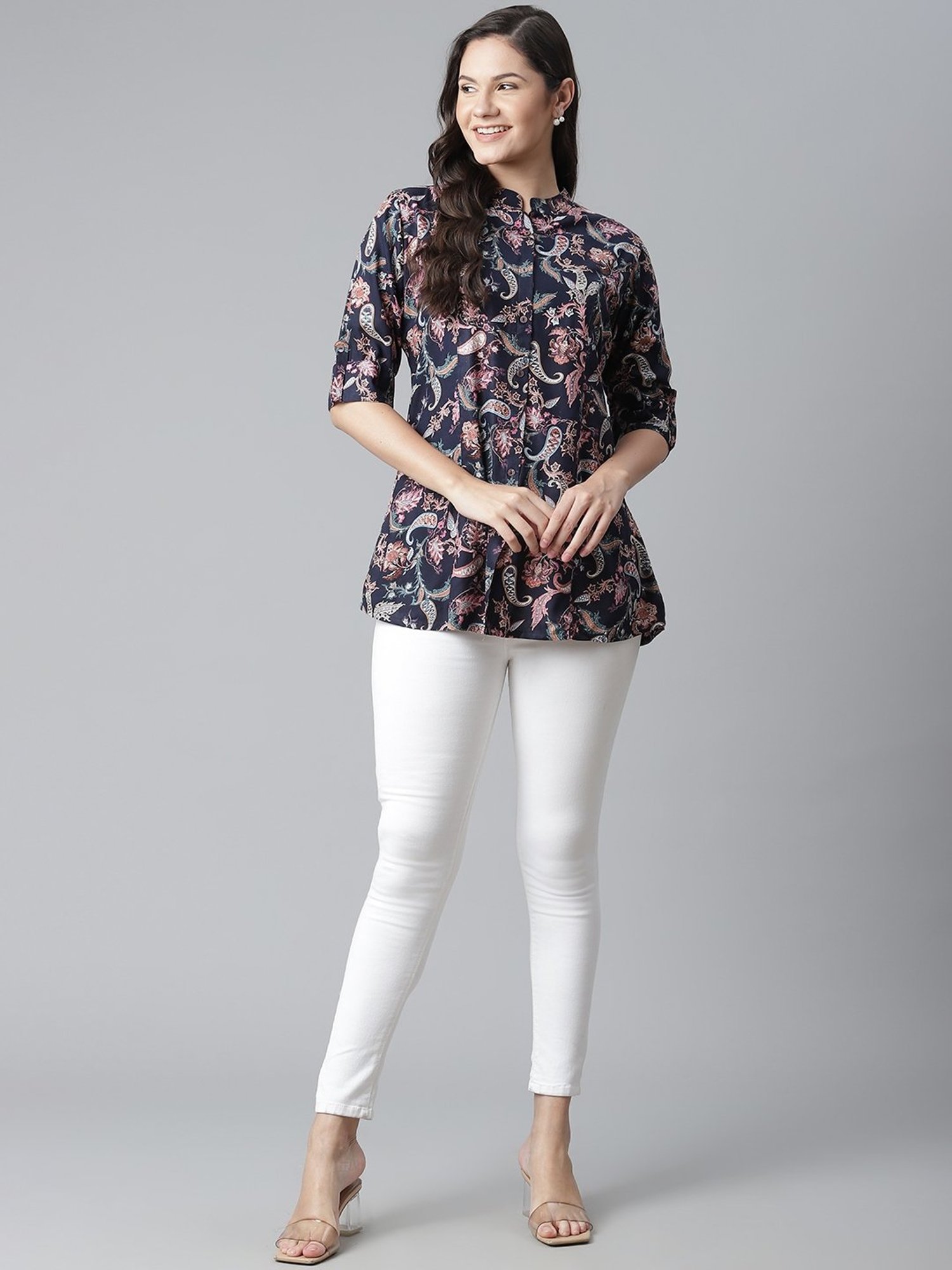 Divena Cotton Blue Floral Top