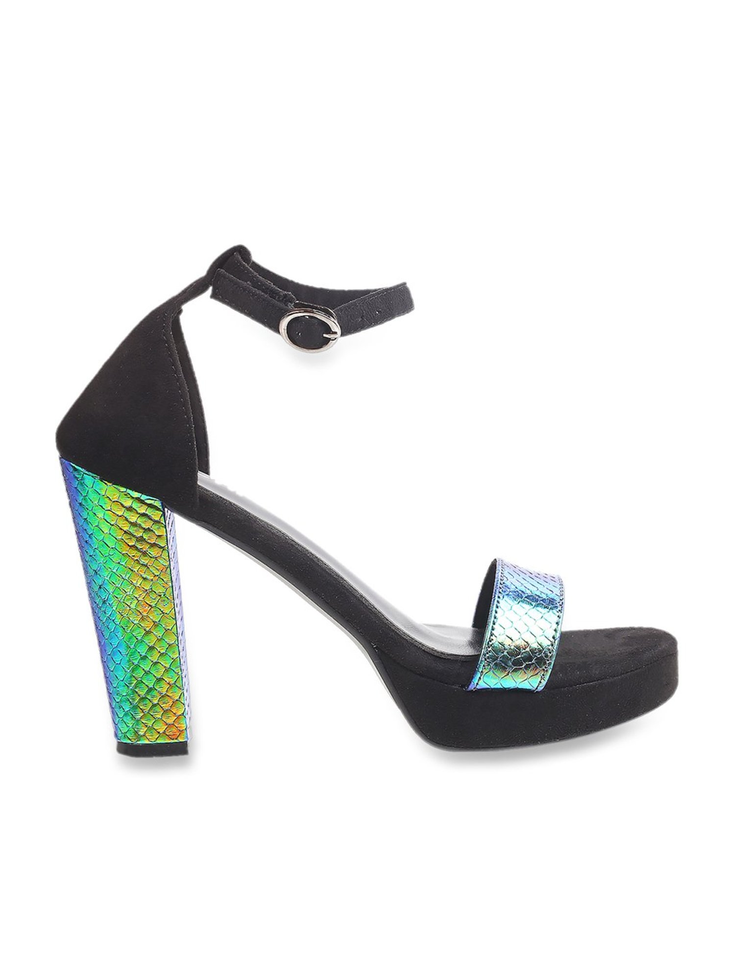 Mochi Women's Black Ankle Strap Sandals