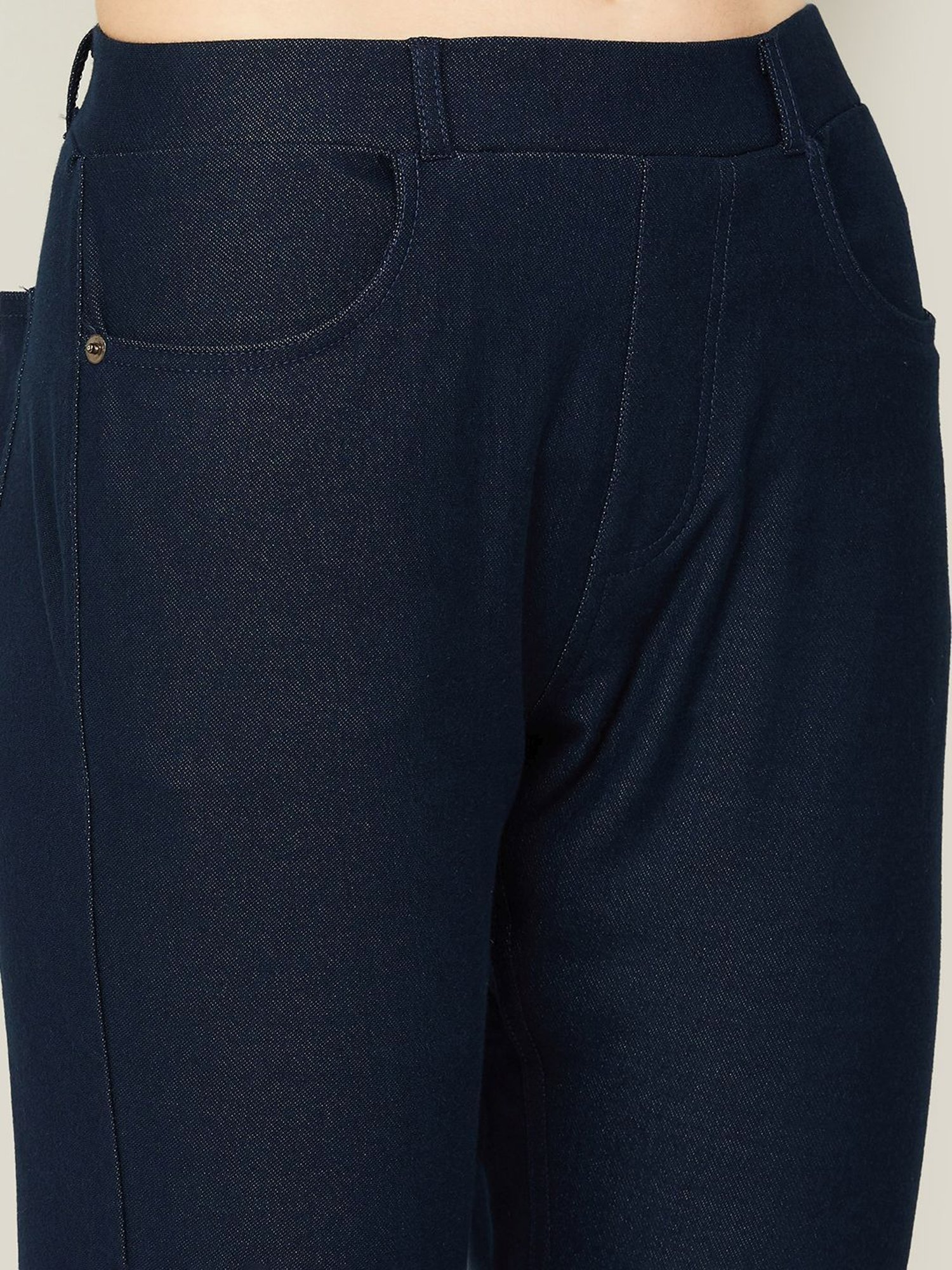 Colour Me by Melange Navy Cotton Jeggings