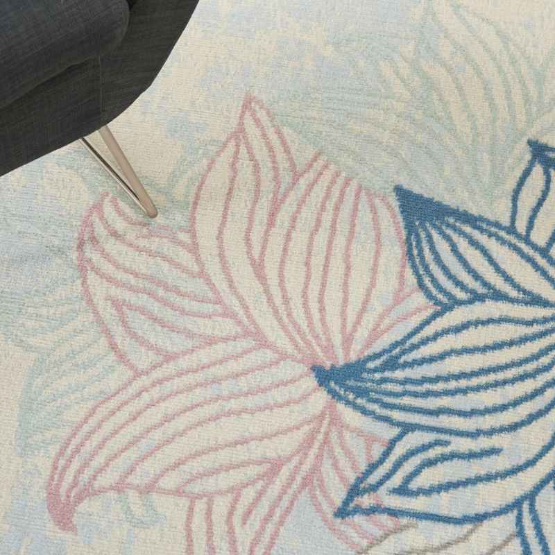 6'x9' Rectangle Loomed Floral Area Rug Off-White - Nourison