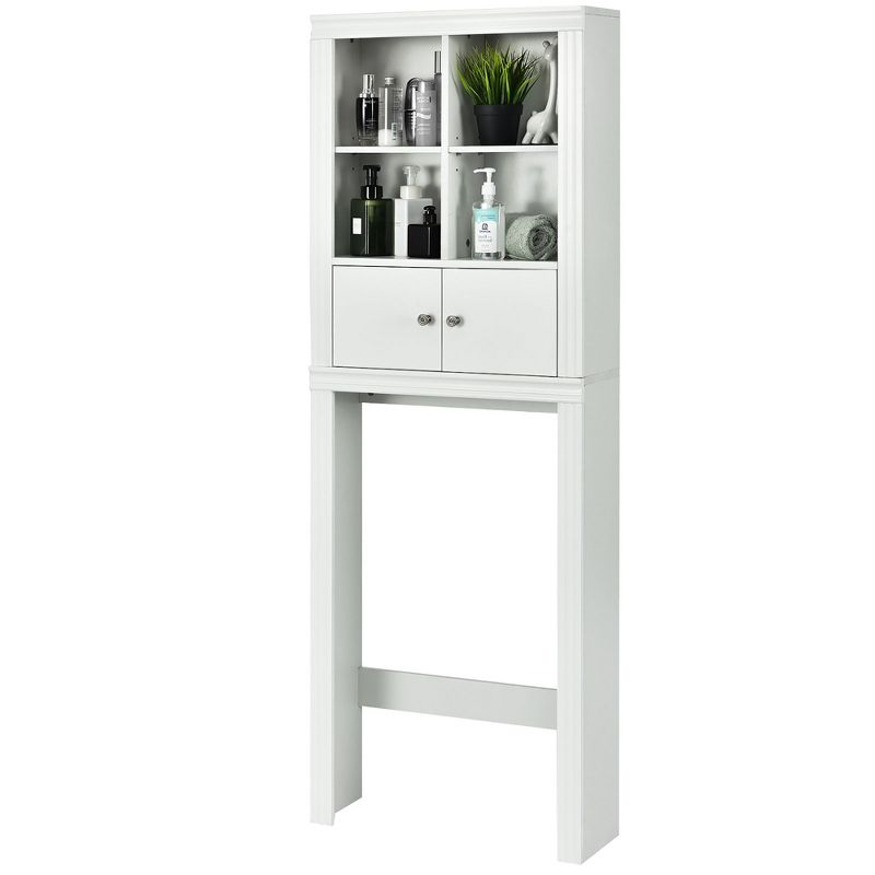 Costway Over the Toilet Storage Rack Bathroom Space Saver w/ Adjustable Shelf & Cabinet