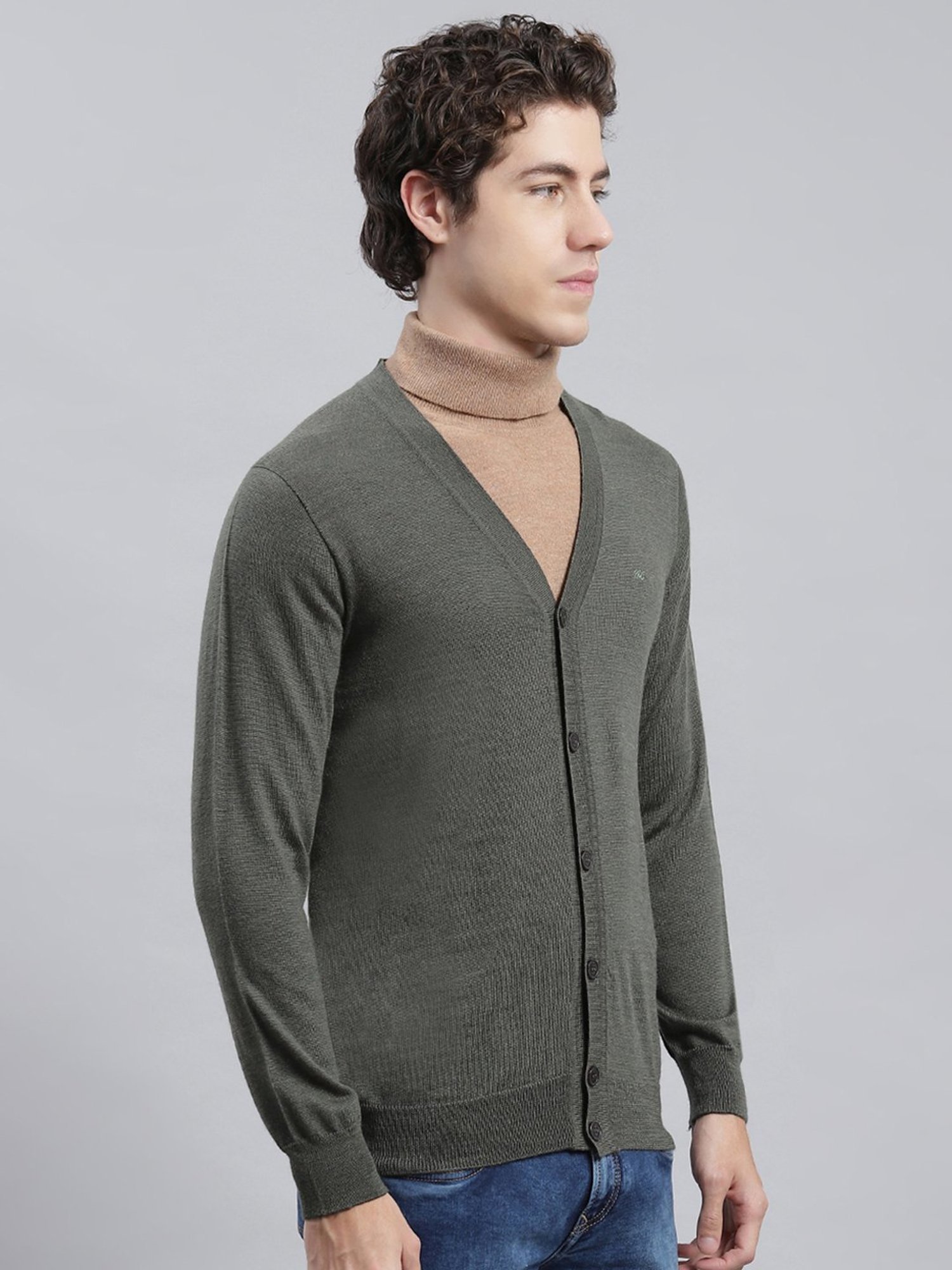Monte Carlo Green Regular Fit Cardigan