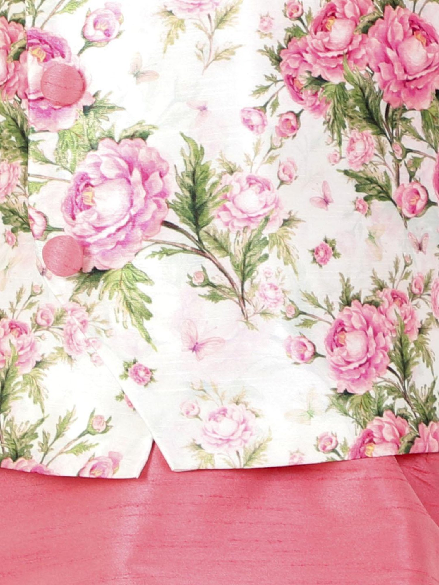 VASTRAMAY Kids Pink & White Floral Print Kurta Set