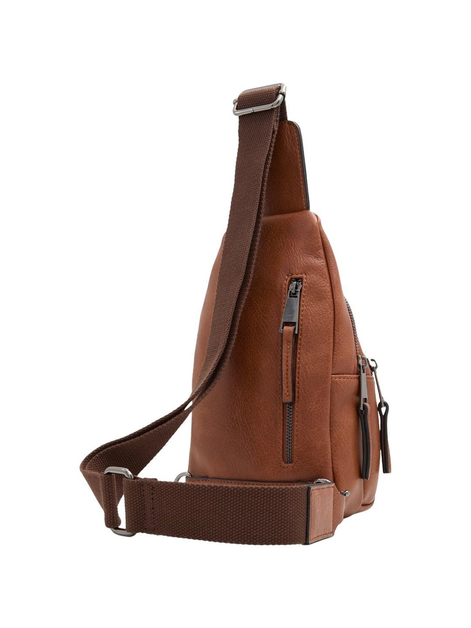 HiLEDER Brown Textured Small Leather 12 inch Cross Body Bag