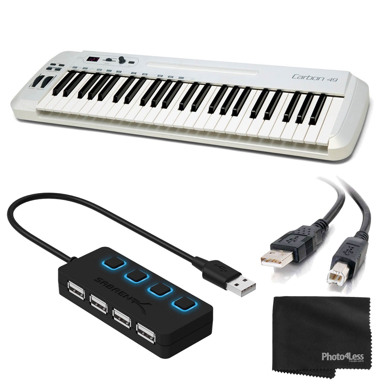Samson Carbon 49 MIDI Controller Keyboard 49-Key + USB Hub + Cable