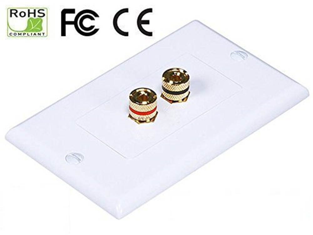 iMBAPrice 2 Coupler Type Connectors Banana Plug Binding Post Wall Plate for 1 Speakers