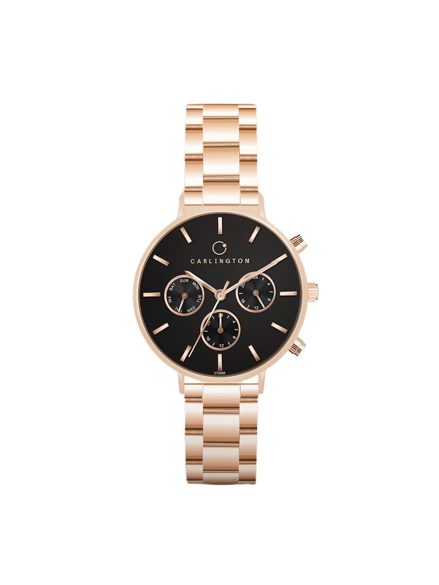 Carlington Iconic 2039 RoseBlack Chronograph Watch for Women